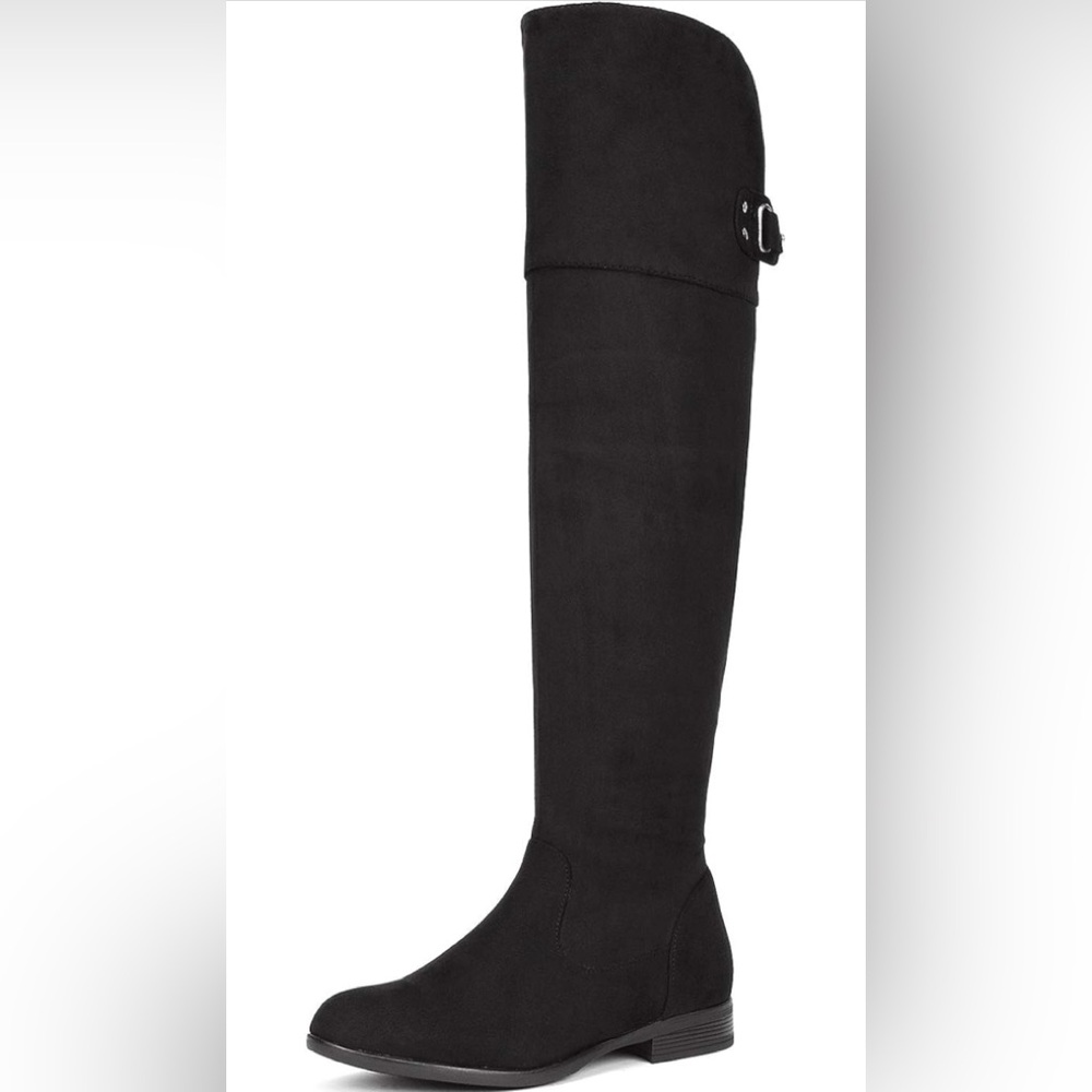 Dream Pairs Hi Flat Black Over The Knee Stretchy Thigh High Boots - Picture 3 of 9